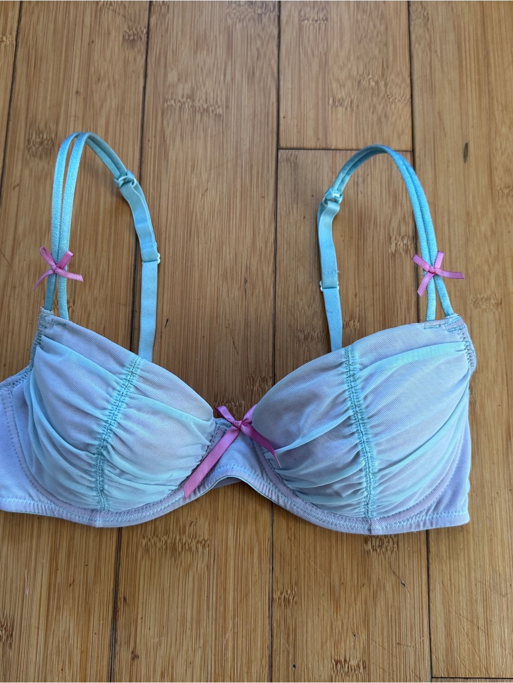 Adorable Vintage 90s Coquette Blue & Pink Bra